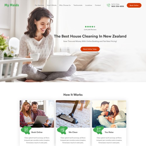 Cleaning design with the title 'Homepage Design For The #1 House Cleaning Service In New Zealand'