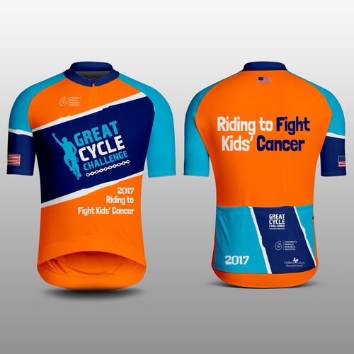 Cycling design with the title '2017 Riding to Fight Kids' Cancer'