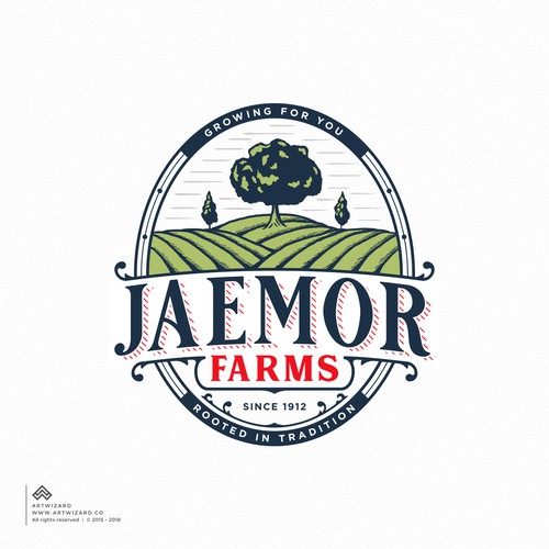 Tree logo with the title 'Vintage Logo Proposal for Jaemor Farms'