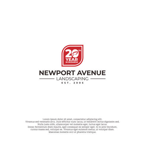 Vector logo with the title 'Newport Avenue Landscaping 20th year Logo'