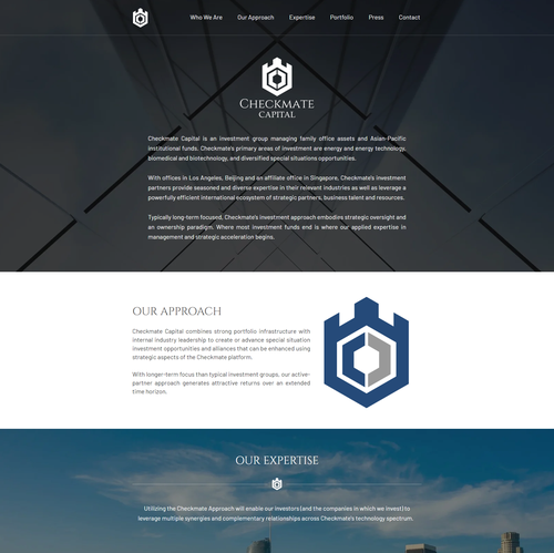 Investment website with the title 'Website Design For Checkmate Capital'