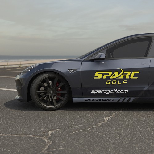 Tesla design with the title 'SPARC Golf Tesla wrap'