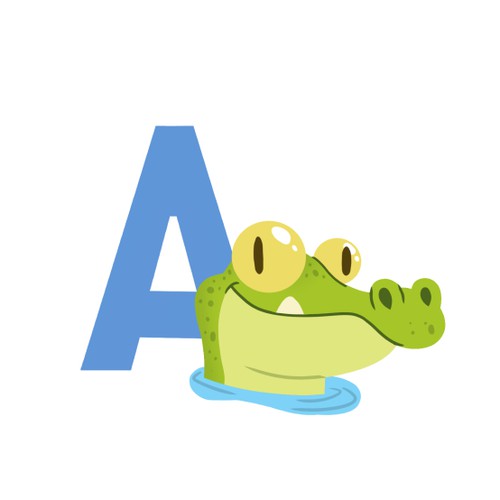 Vector illustration with the title 'Children’s Alphabet Animal Illustration Set'