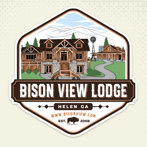 Lodge design with the title 'Beautiful Cabin and Lodge in the Mountains Logo Contest'
