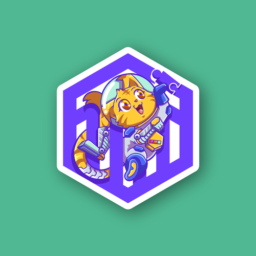 Astronaut design with the title 'Fun Astro-Cat Sticker '