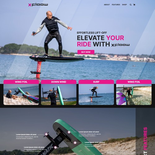 Sports website with the title 'Website for Watersport Product'