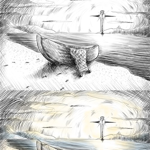 Beach artwork with the title 'The Abandoned Beach'