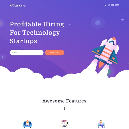 Startup website with the title 'Atlas One Web Redesign'