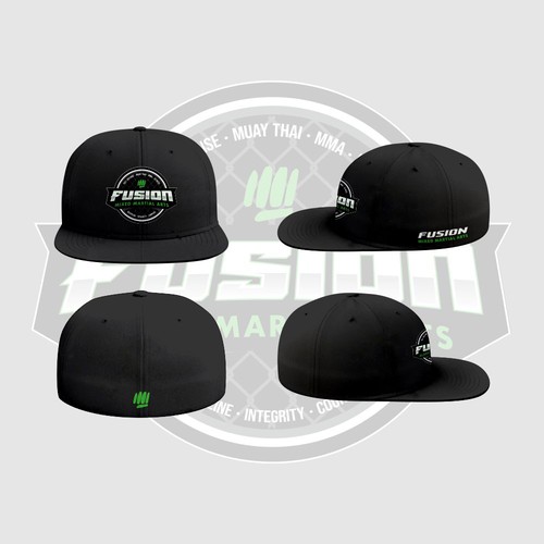 Snapback design with the title 'FUSION MMA'