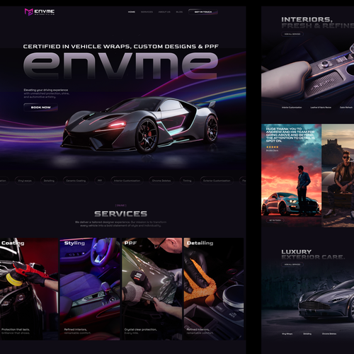 Automotive design with the title 'Interactive Framer Website'