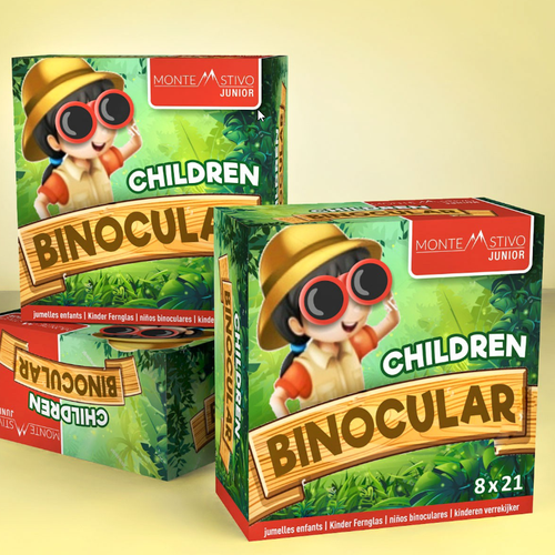 Children's packaging with the title 'Playful package design concept for children binocular'
