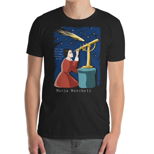 Sky t-shirt with the title 'Design for a t-shirt featuring a woman of science'