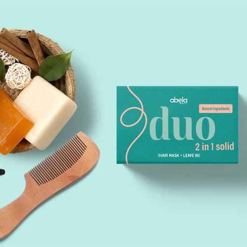 Beauty label with the title 'Solid Mask packaging design for curly girls'