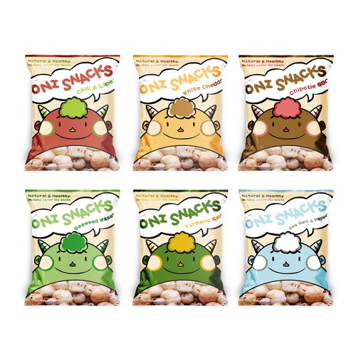 Cute packaging with the title 'Oni Snacks'