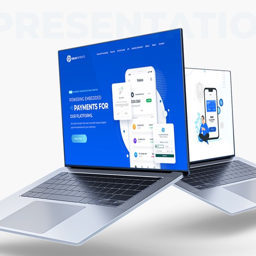 Colorful website with the title 'Payments startup needs simple and clear new web design'