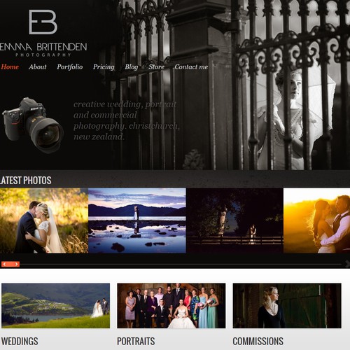 Photography website with the title 'Photography web page design'