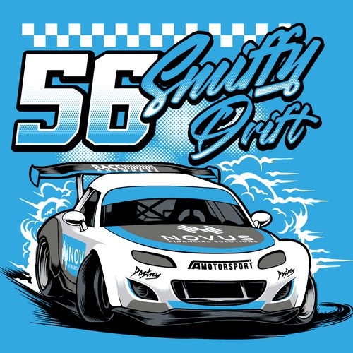 Racing t-shirt with the title 'Drift car racing illustration'