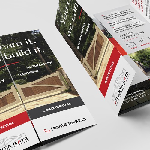 Fence design with the title 'Gate-fold brochure - Atlanta Gate Company'