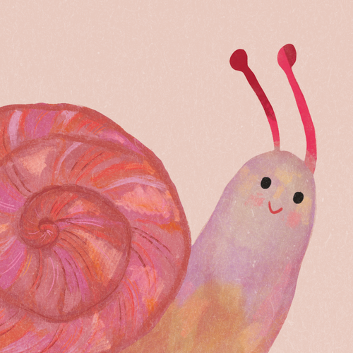 Snail design with the title 'Character design - snail illustration'