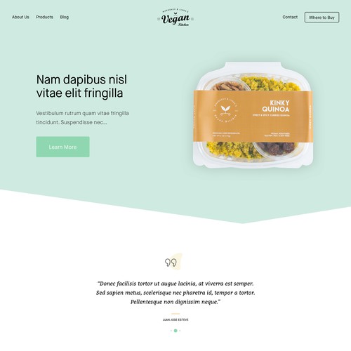 White website with the title 'Design a striking and bold site for a food startup'