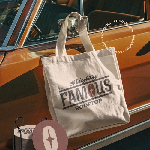 Fancy design with the title 'Slightly Famous | Logo Design'