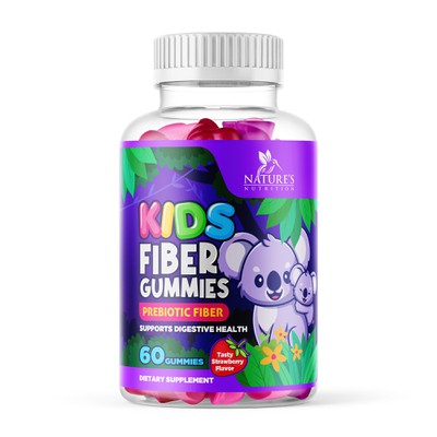 Kids Fiber Gummies Label Design for Nature's Nutrition
