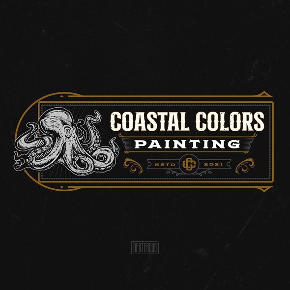 Horizontal logo with the title 'Coastal Colors Painting Logo'