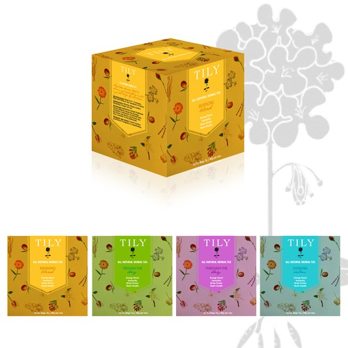 Classic packaging with the title 'Tily Herbal Tea Packaging'
