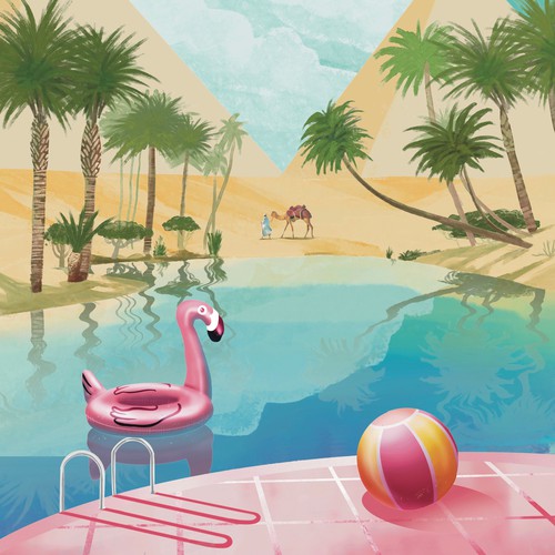 Egyptian design with the title 'Oasis'