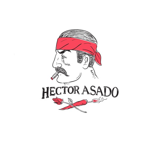 Chili pepper logo with the title 'Hector Asado'
