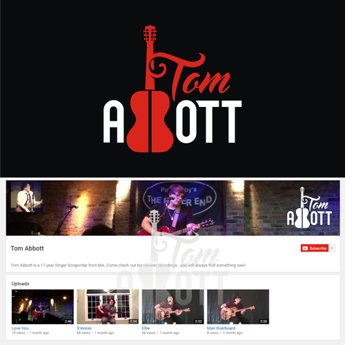 Guitar logo with the title 'TOM ABBOTT LOGO'