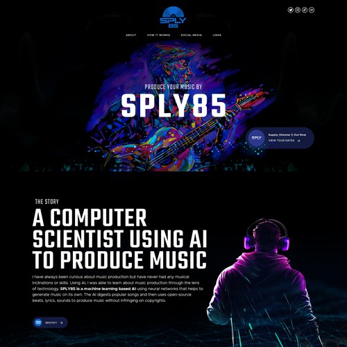 Company website with the title 'Modern, Techy website design for SPLY85'