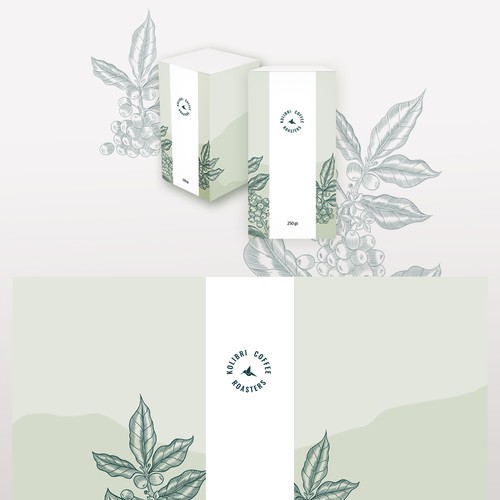 Packaging artwork with the title 'Coffee box packaging'