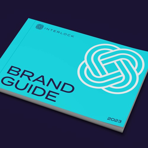 Aqua design with the title 'Brand Guide for the digital security company'
