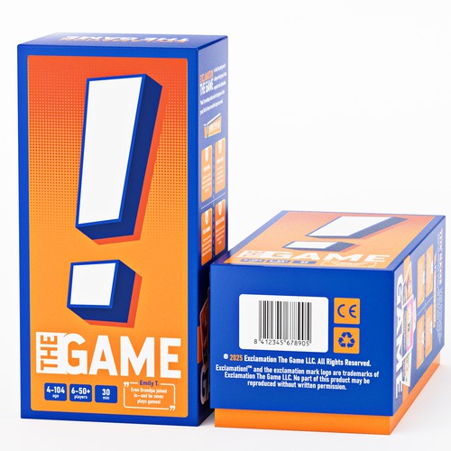 Game packaging with the title 'Exclamation The Game Packaging'