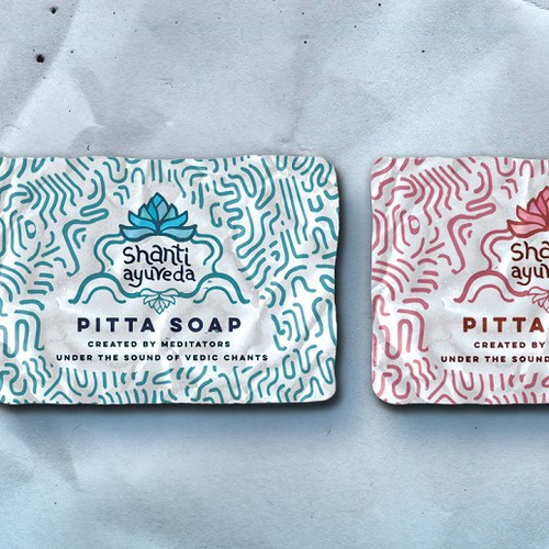 Soap packaging with the title ' organic Ayurvedic soaps'