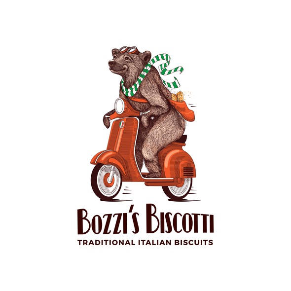 Vespa logo with the title 'Bozzi's Biscotti logo design'