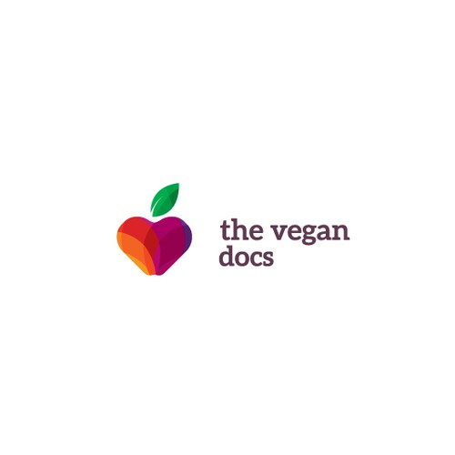 Apple design with the title 'Heart-Apple Logo for a vegan based food - fitness.'