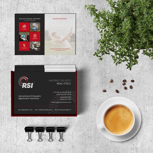 Orthopedic design with the title 'Sophisticated Elegant Postcard for RSI'