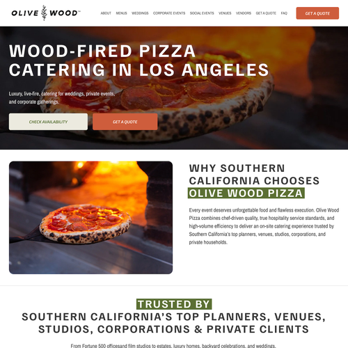 Design with the title 'Olive Wood Pizza Redesign'