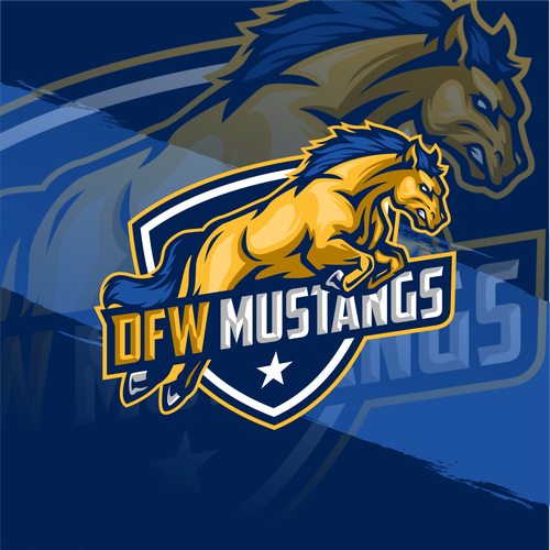 Esports logo with the title 'DFW MUSTANG'
