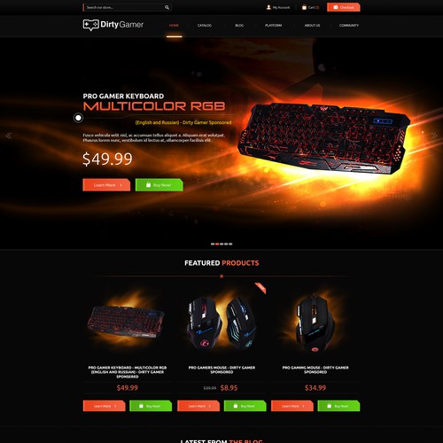 Game website with the title 'Dirty Gamer'