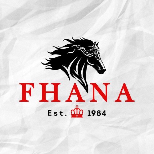 Horse riding logo with the title 'Winner of FHANA Contest'