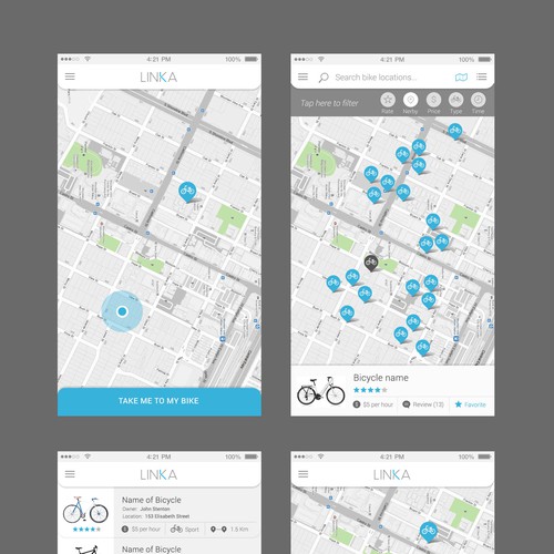 Sharing design with the title 'Bike Lock and Bike Sharing App'