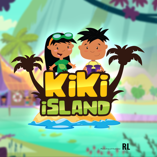Tv show logo with the title 'Kiki Island'