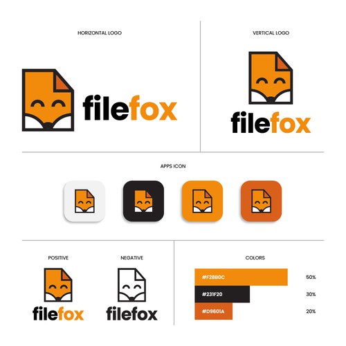 File design with the title 'File + Fox Logo Concept'