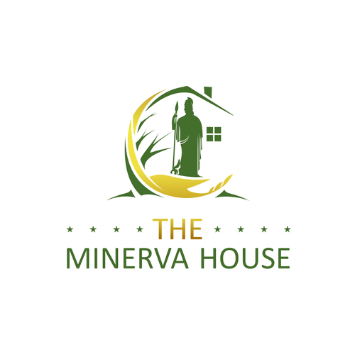 Goddess logo with the title 'Minerva House'