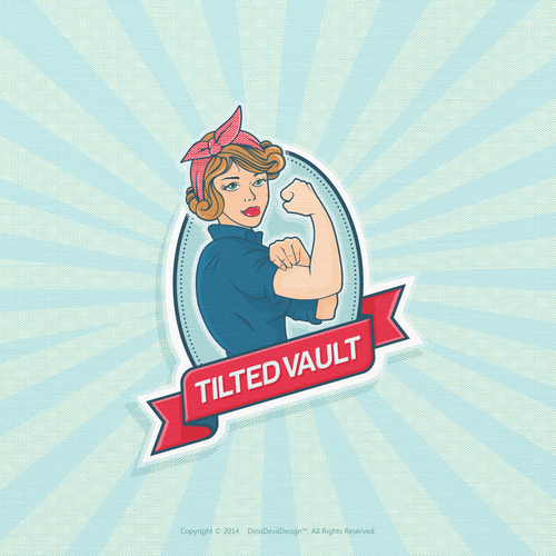 Pin-up girl logo with the title 'Create a unique, strong, trustworthy logo for Tilted Vaultl'