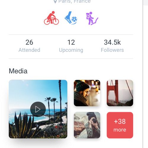 Gallery design with the title 'Sport Events'