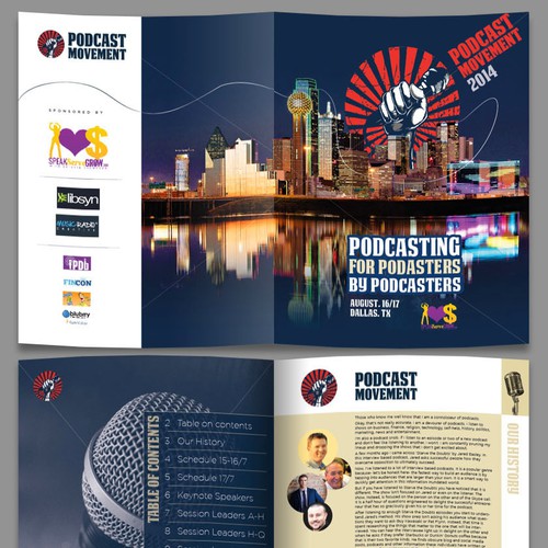 Newsletter design with the title 'Create an amazing brochure template for an exciting conference!'